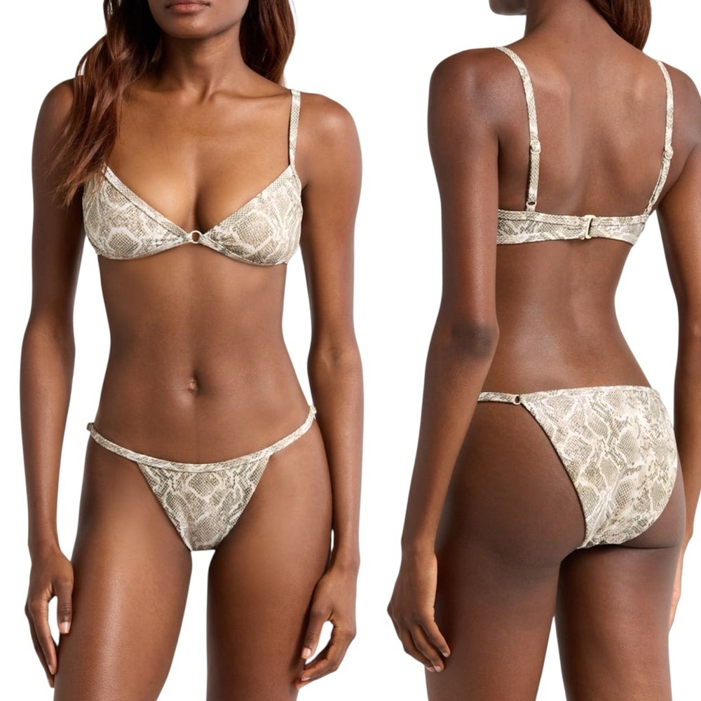 Good American Perfect Fit Snake Print Bikini Set Size Medium